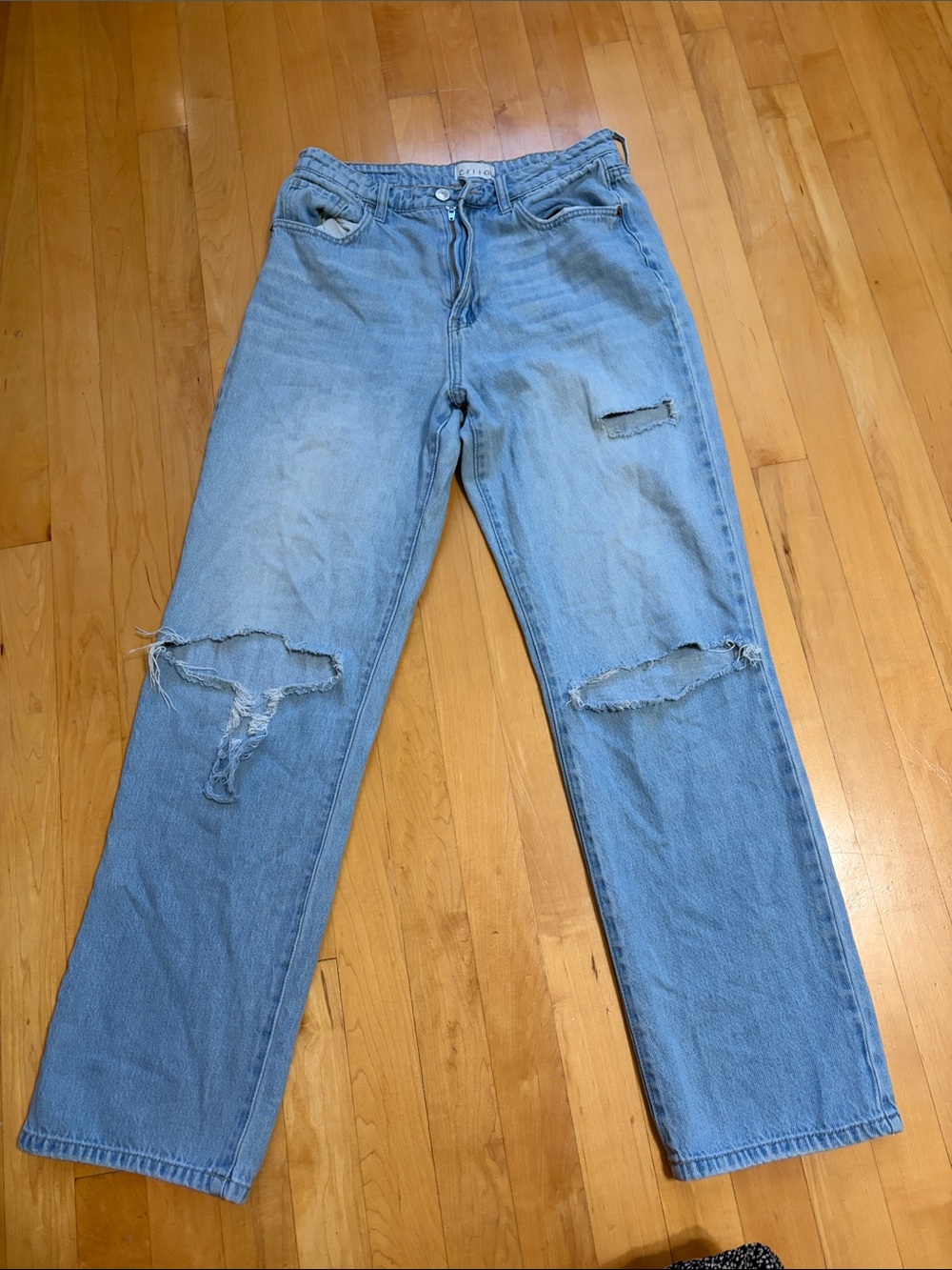 Cello Light Blue Boyfriend Jeans with Distressed Knees